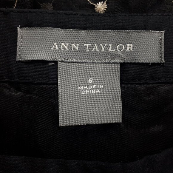 Ann Taylor Black Embroidered Dots Silk Skirt - Picture 11 of 13